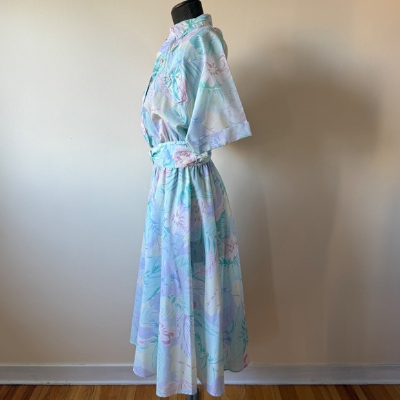 Stunning Vintage 80s pastel tropical shirt dress 💐 - Picture 4 of 13